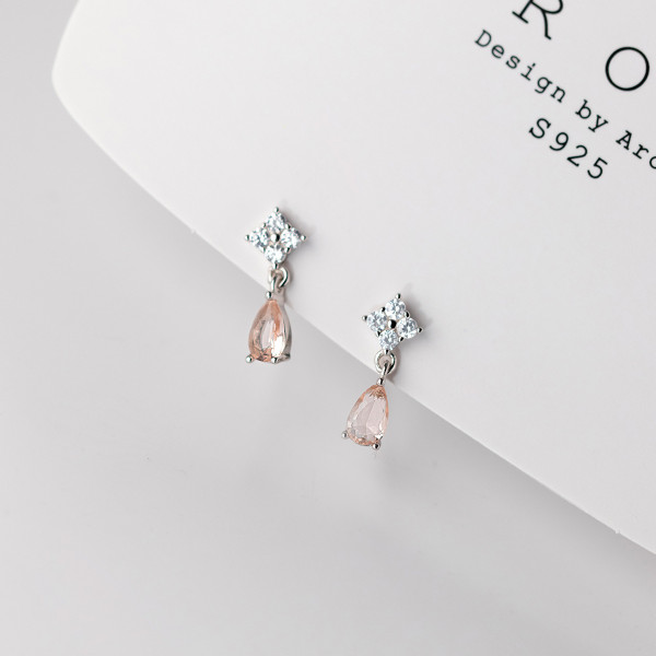 A36810 s925 sterling silver sweet rhinestone teardrop earrings