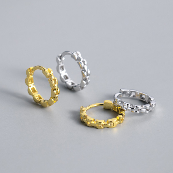 A41252 s925 silver hollowed geometric gold metal earrings