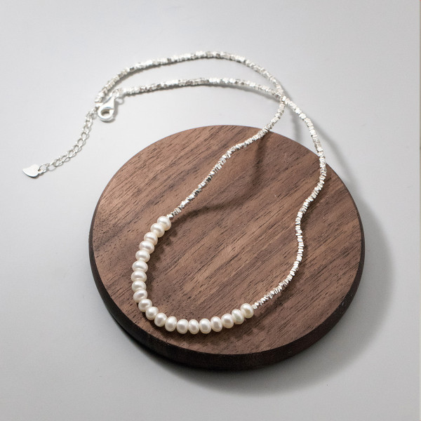 A37214 s925 sterling silver pearl necklace