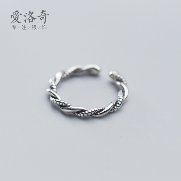A35070 s925 sterling silver thai silver vintage twist ring