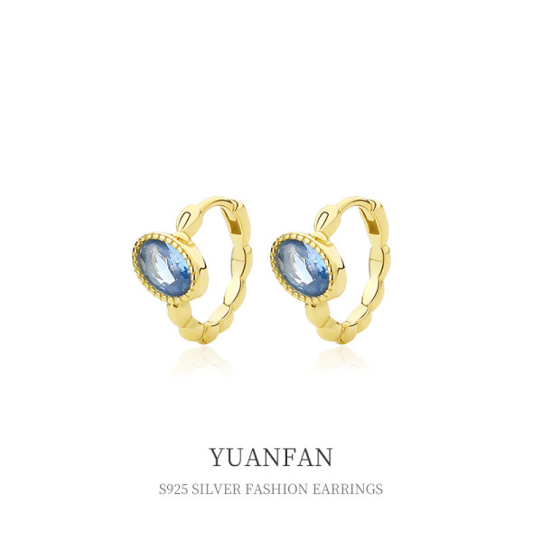 A37100 925 sterling silver simple vintage fashion oval cubiczirconia earrings
