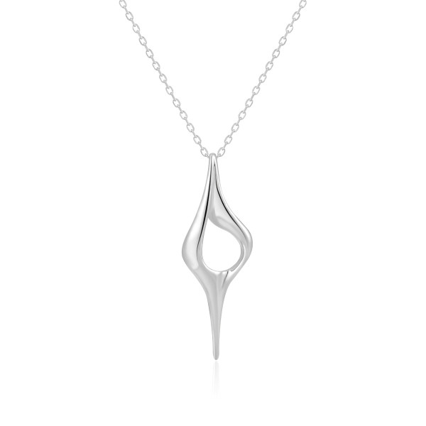 A43344 teardrop hollowed s925 sterling silver unique elegant necklace