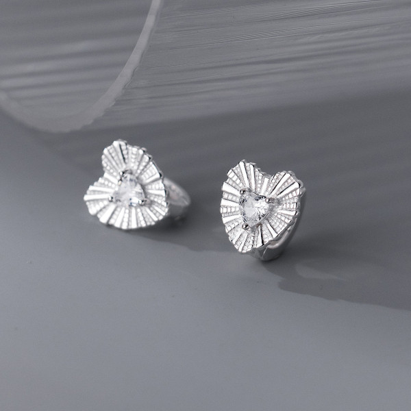 A38289 s925 sterling silver heart rhinestone trendy design elegant earrings