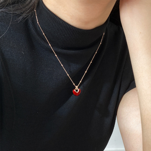 A45986 s925 silver trendy sweet dainty simple heart necklace