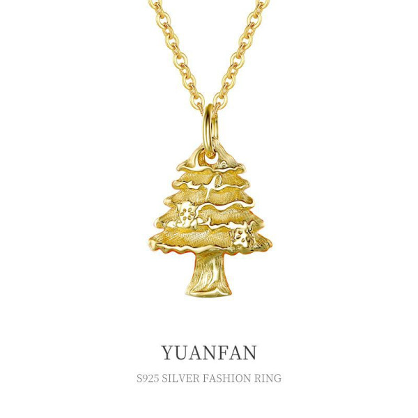 A37262 925 sterling silver accessory christmas tree necklace
