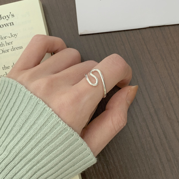 A38809 sterling silver geometric minimalist design ring