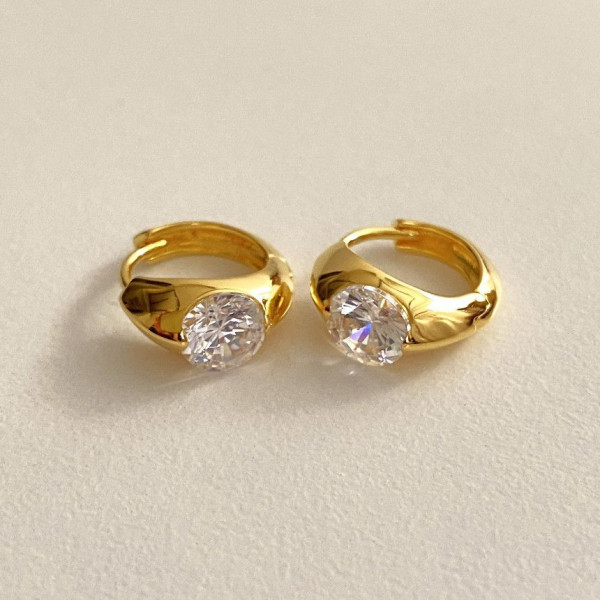 A43204 sterling silver cubic zirconia simple elegant earrings