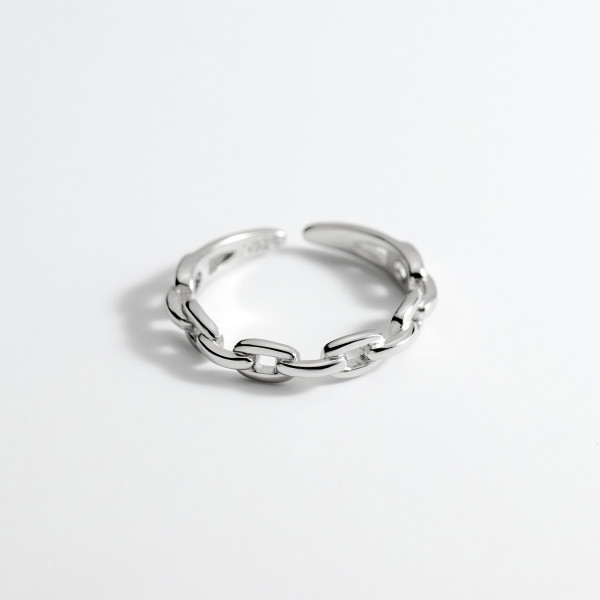 A36579 s925 sterling silver simple hollowed adjustable ring