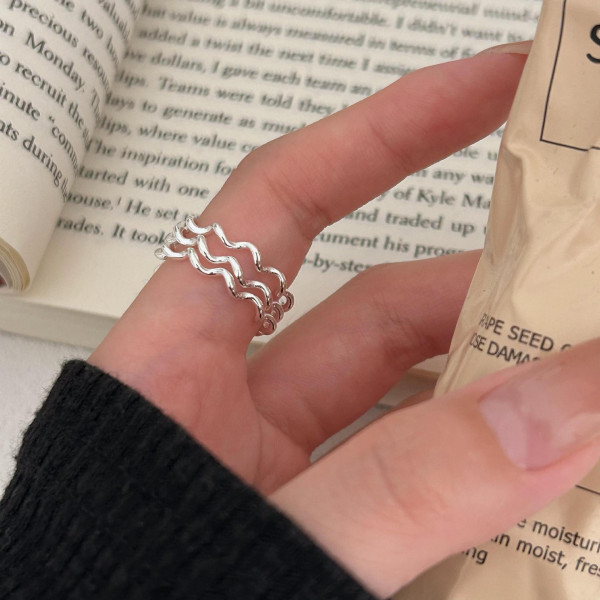 A42720 simple s925 sterling silver bar design unique circle ring