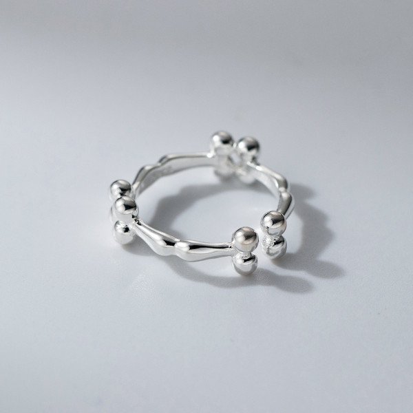 A46283 s925 sterling silver simple square ball ring