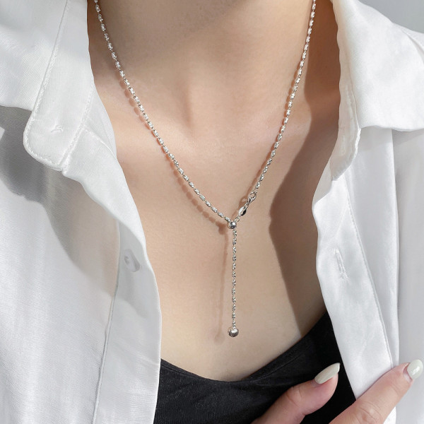 A46393 s925 silver simple moon necklace