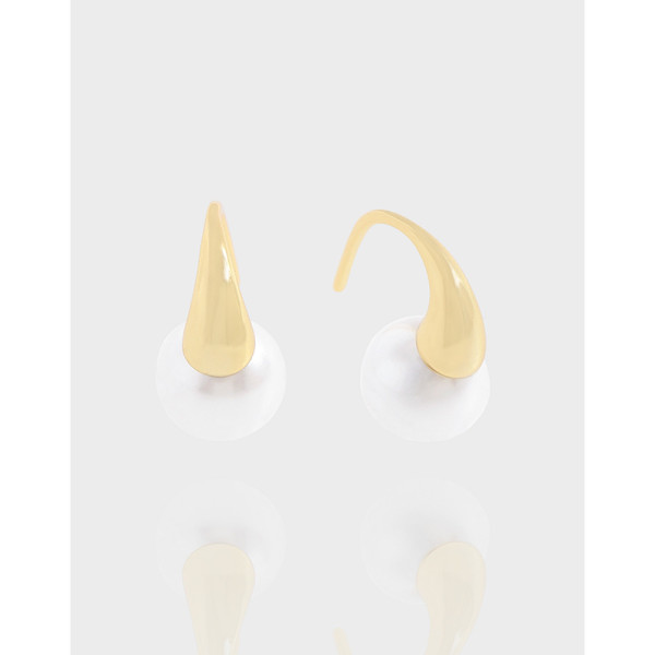 A38879 design minimalist teardrop pearl stud sterling silver s925 quality earrings