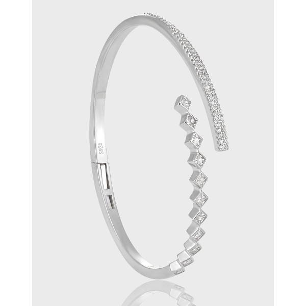 A40625 unique square rhinestone statement elegant bangle bracelet