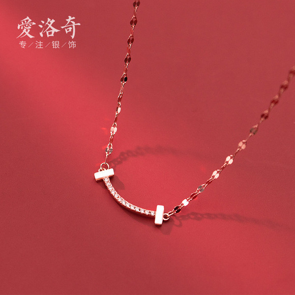 A33006 s925 sterling silver smile necklace