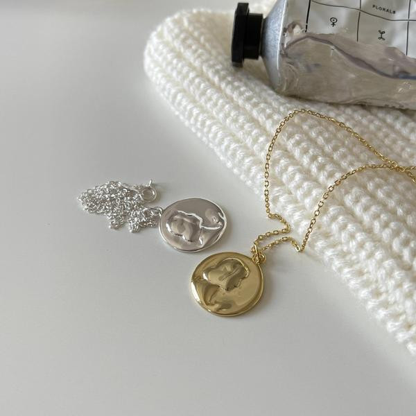 A34622 925 sterling silver gold coin necklace