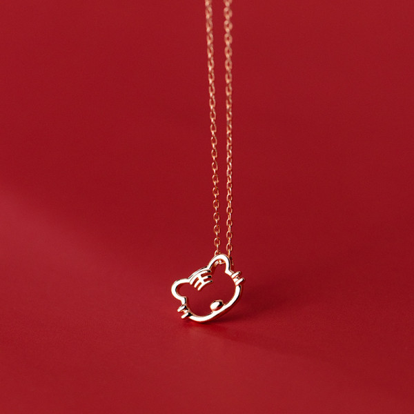 A35391 s925 sterling silver chic simple sweet cute hollowed necklace