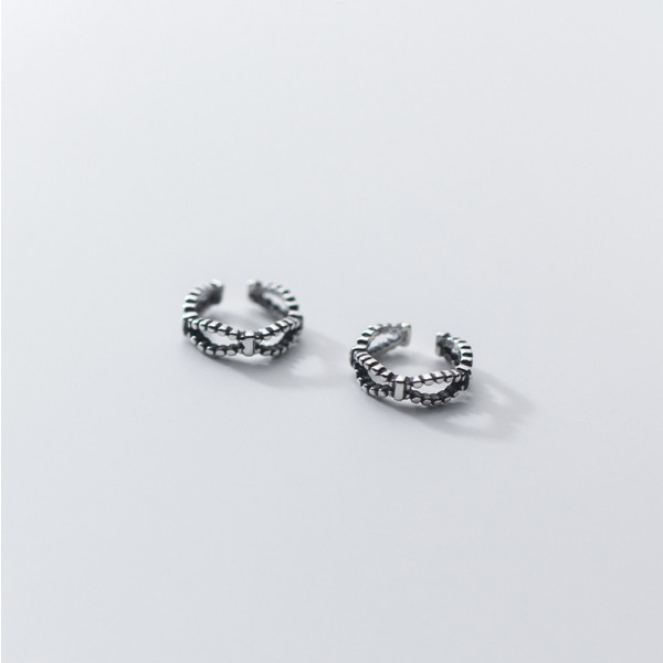 A35824 s925 sterling silver silver circle doublelayer vintage simple earrings
