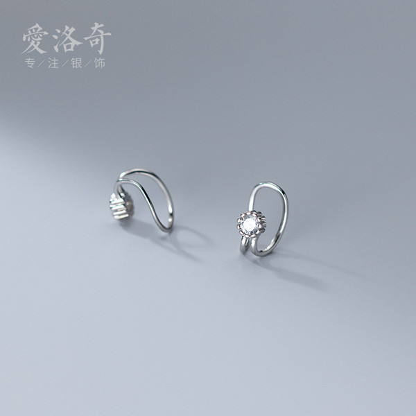 A33242 s925 sterling silver unique fashion rhinestone simple clipon chic geometric bar earrings