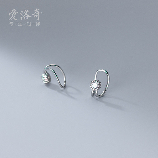 A33242 s925 sterling silver unique fashion rhinestone simple clipon chic geometric bar earrings