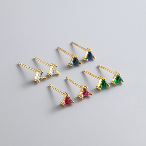 A40640 silver simple triangle cute geometric earrings