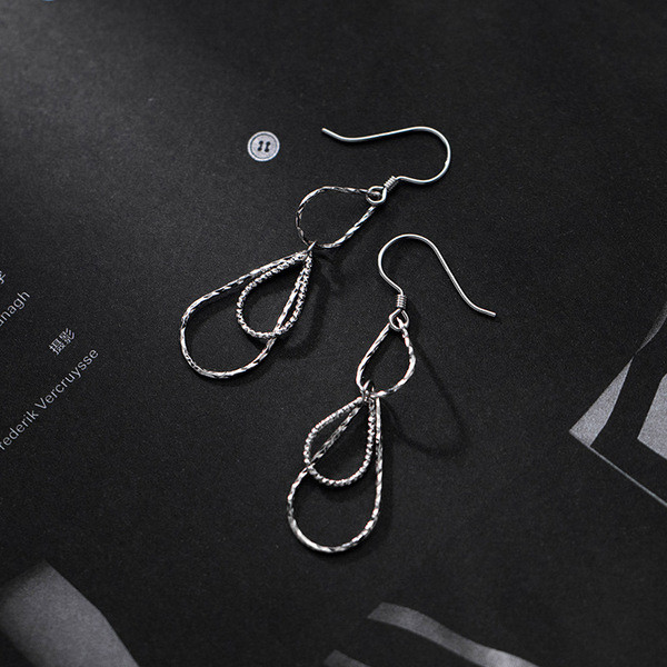 A31708 s925 sterling silver simple teardrop earrings