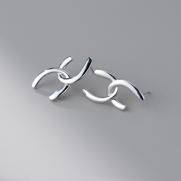 A42119 s925 sterling silver simple stud geometric bar earrings
