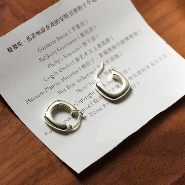 A39154 s925 sterling silver simple hollowed elegant earrings