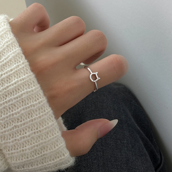 A38300 s925 sterling silver rhinestone hollowed design ring