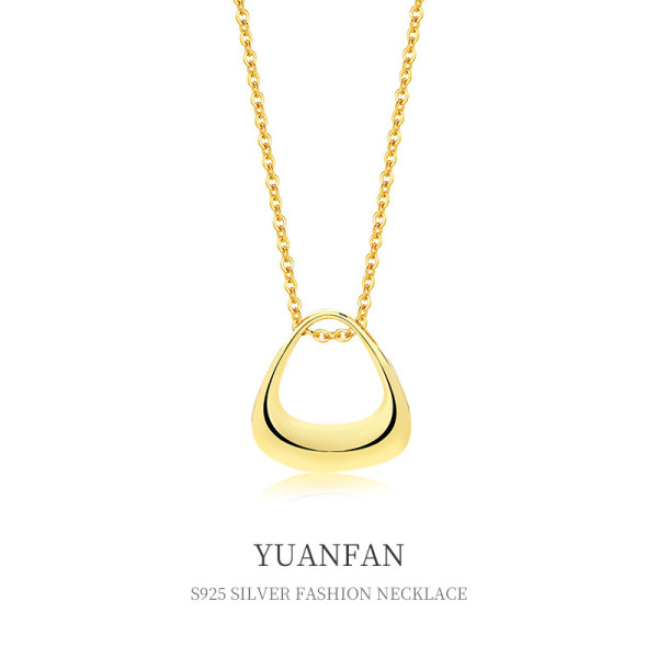 A38612 sterling silver hollowed triangle geometric simple fashion necklace