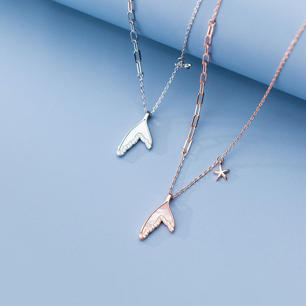 A34110 s925 sterling silver asymmetric necklace