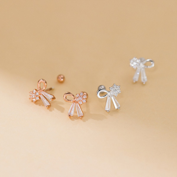 A43389 s925 sterling silver rhinestone butterfly stud sweet earrings