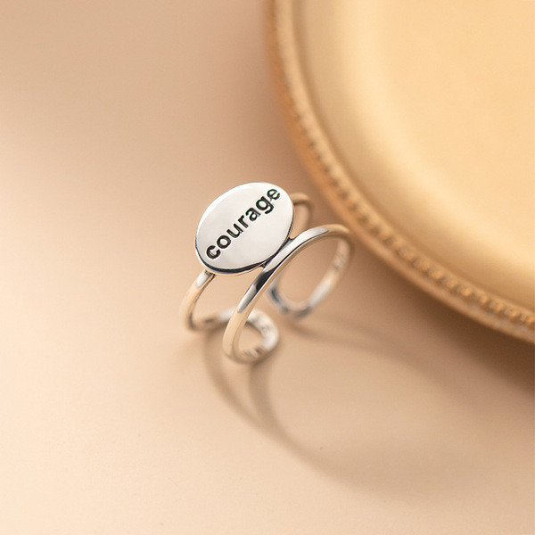 A32137 s925 sterling silver trendy vintage doublelayer silver ring