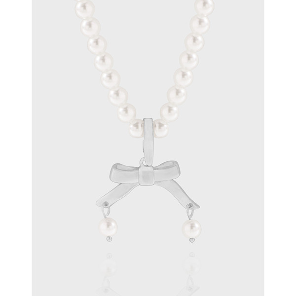 A42410 design butterfly pearl sterling silver s925 necklace
