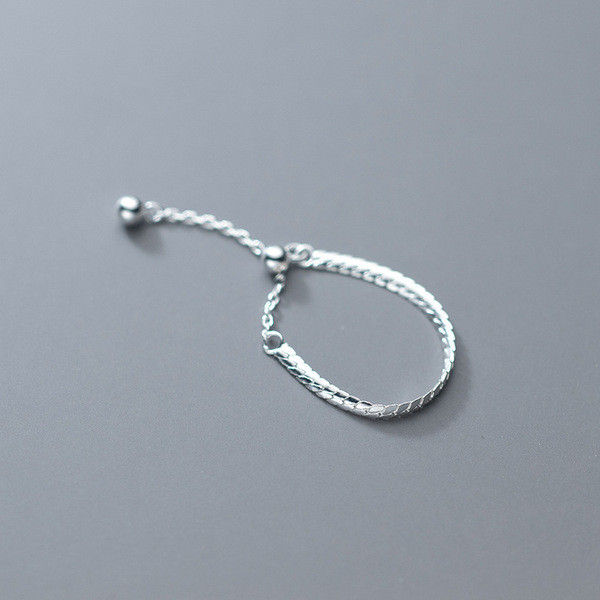 A32201 s925 sterling silver chic adjustable chain ring
