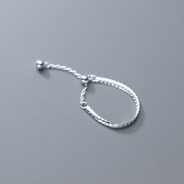 A32201 s925 sterling silver chic adjustable chain ring