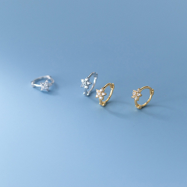 A33738 s925 sterling silver rhinestone chic trendy flower sweet earrings