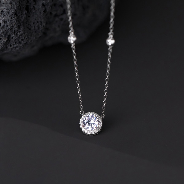 A38753 s925 sterling silver elegant rhinestone grade necklace