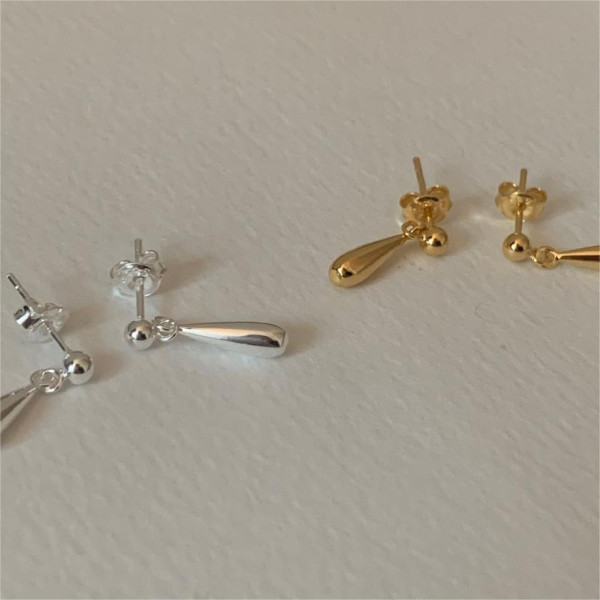 A41696 sterling silver teardrop stud simple elegant earrings