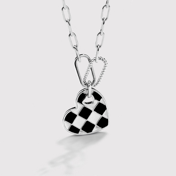A34482 925 sterling silver simple fashion heart pendant necklace