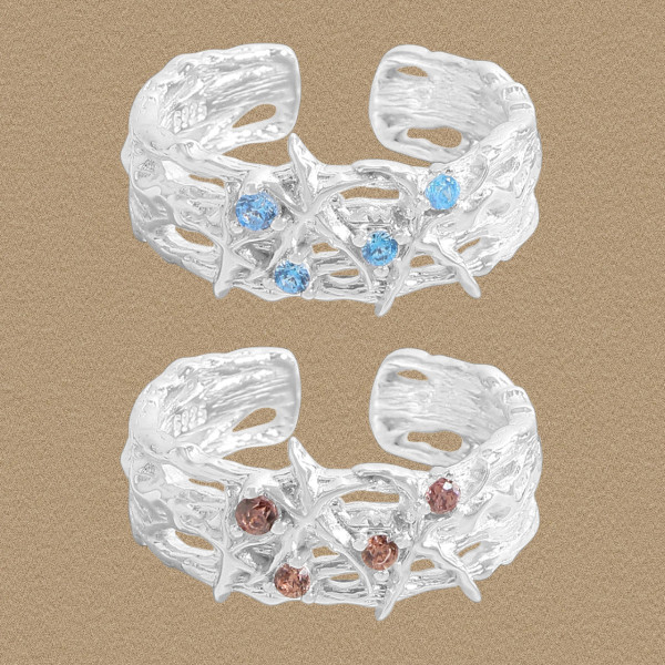 A45669 starfish sterling silver s925 gemstone ring