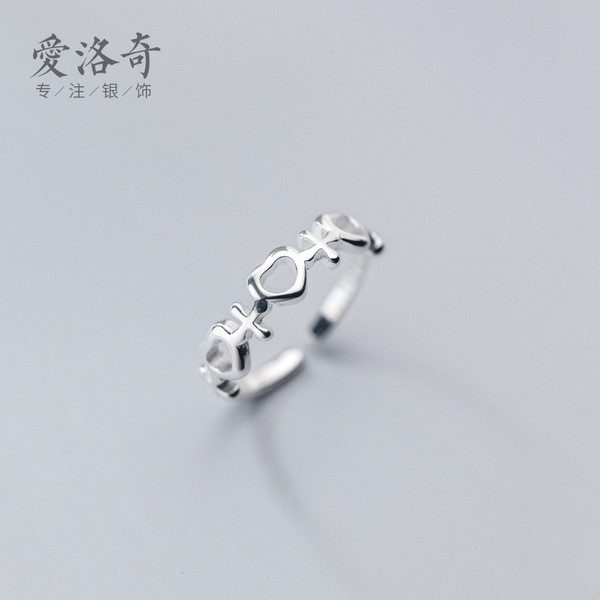 A32133 s925 sterling silver trendy hollowed heart chic ring