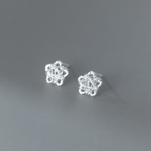 A35540 s925 sterling silver fashion simple hollowed star earrings