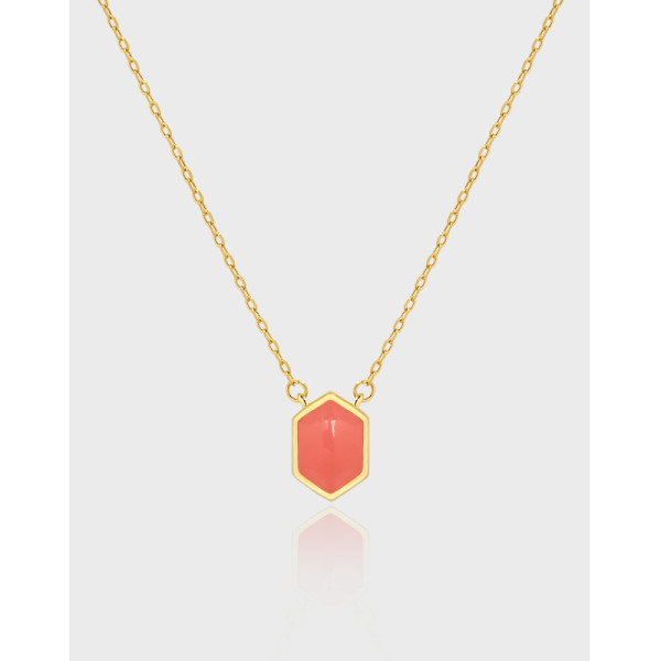 A36780 design geometric hexagon glazed qualitys925 sterling silver necklace