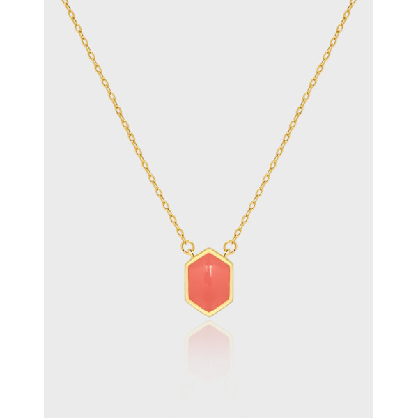 A36780 design geometric hexagon glazed qualitys925 sterling silver necklace