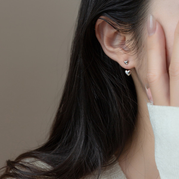 A43429 s925 sterling silver heart stud simple earrings
