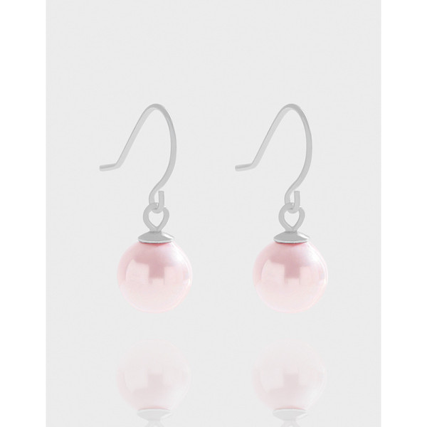 A42624 design pink pearl dangle sterling silver s925 stud earrings
