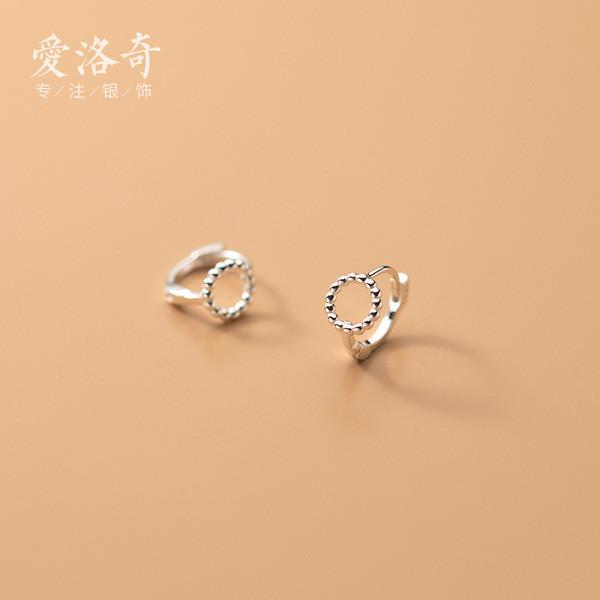 A33199 s925 sterling silver fashion geometric simple circle hollowed chic earrings