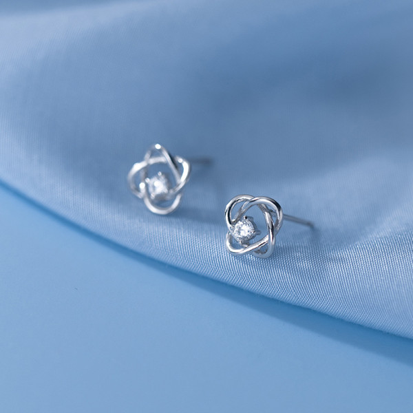 A35945 s925 sterling silver trendy sweet flower earrings