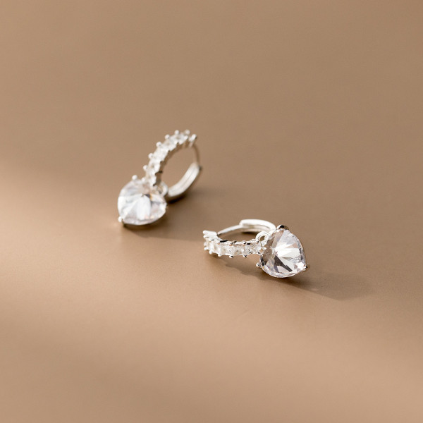 A42456 s925 sterling silver rhinestone heart sweet design earrings