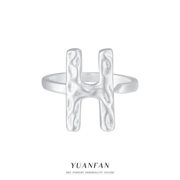 A43419 sterling silver initial unique fashion gold metal geometric ring